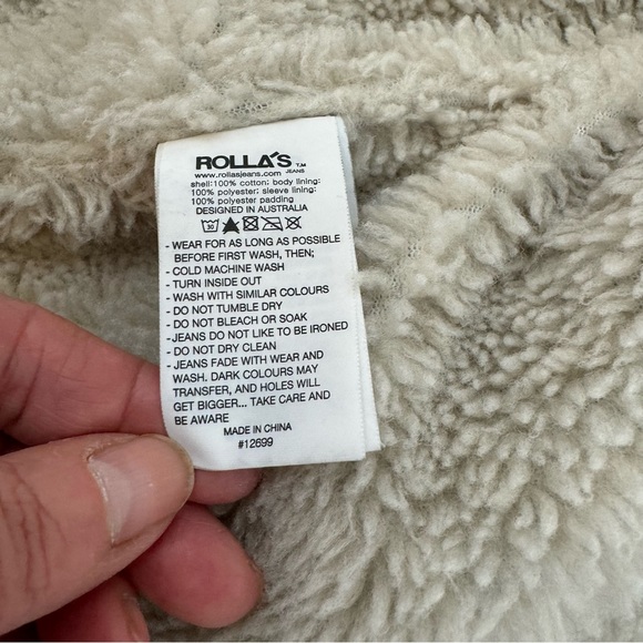 Rolla’s Sherpa Jean Jacket Women’s Size S Blue Denim Faux Fur Distressed - Picture 15 of 15